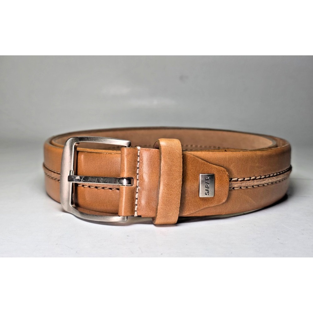 SARAR Leather Belt Tan Mustard Brown‎ Size 40/100 Handmade Turkey / Italy